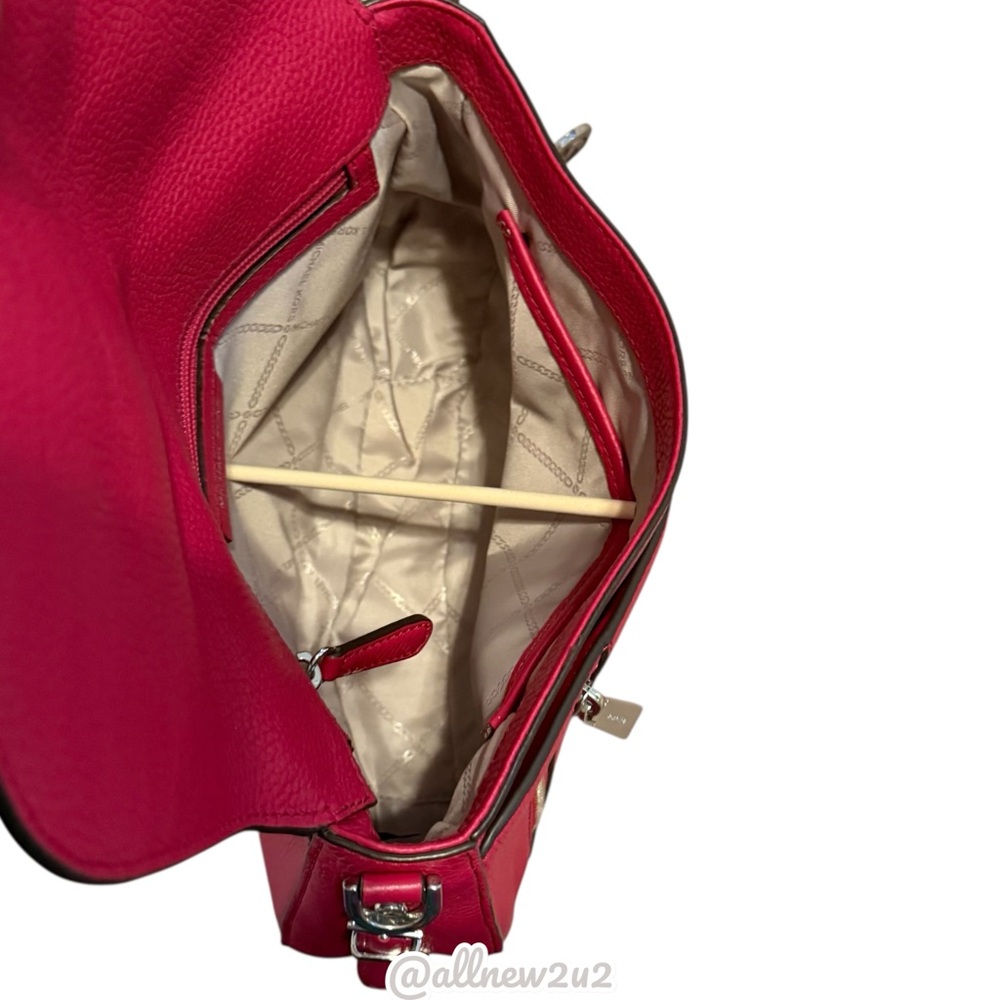 Michael Kors Medium Evie Flap Shoulder Bag Bright Red (pink) HP - Picture 12 of 14